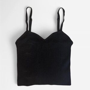 Black Ribbed Women's Crop Top XS